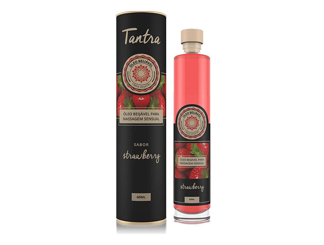 Óleo Beijável para Massagem Tantra 60ml (Sabor Morango)