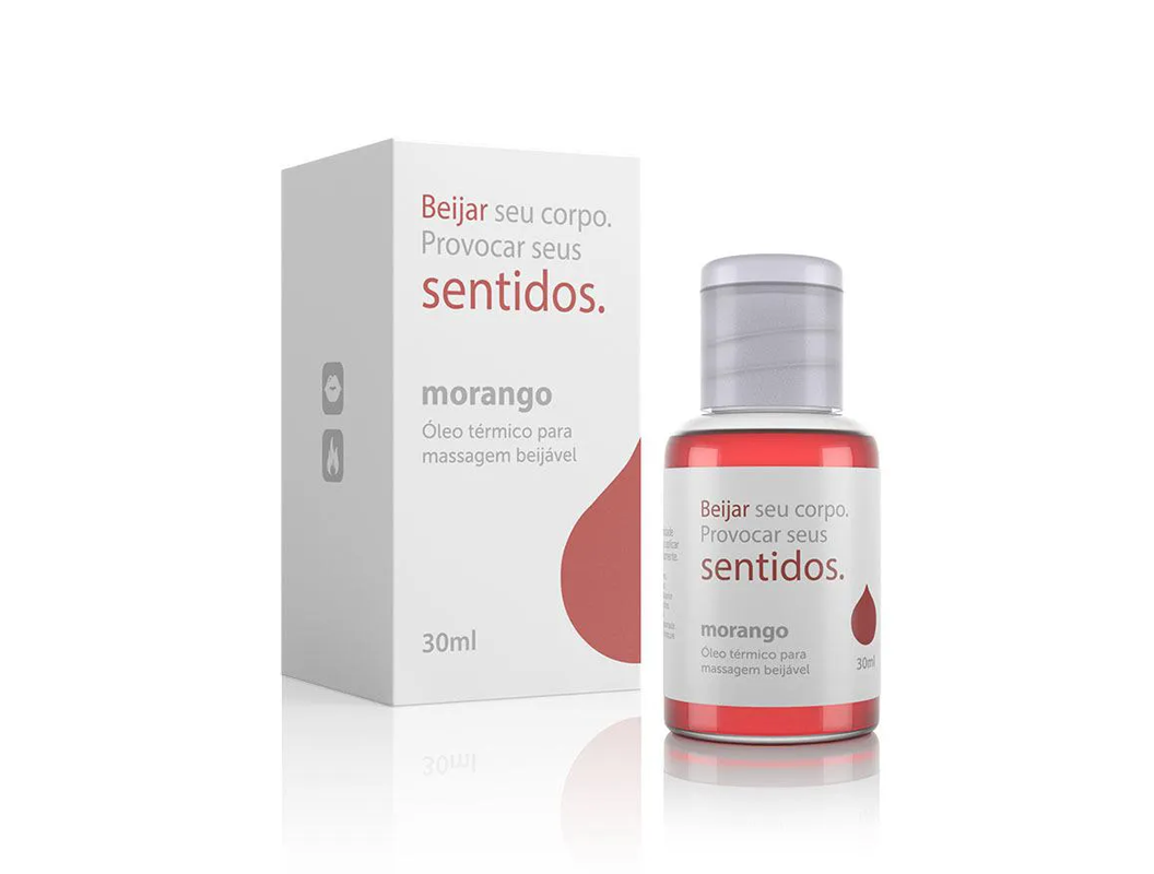 Óleo Térmico para Massagem Beijável Sentidos 30ml (Sabor Morango)